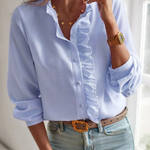 Women's Blouse - Ruffle Trim Button - Yasmine - product view 1