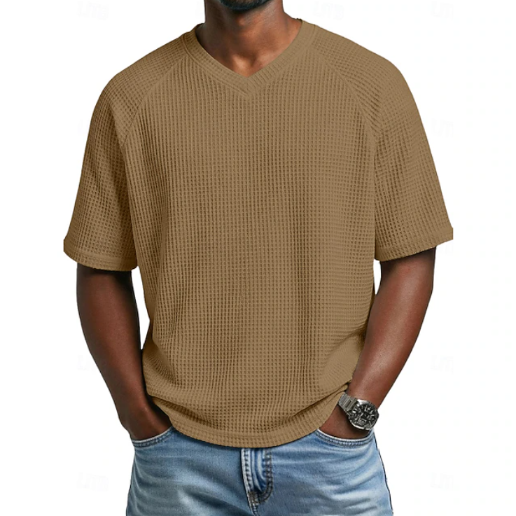 Men's Shirt - V-neck Short Sleeve Waffle - Crosby - product view 3