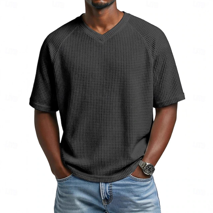 Men's Shirt - V-neck Short Sleeve Waffle - Crosby - product view 9