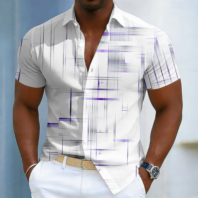 Men's Shirt - Short Sleeve Button Geometric - Hendrix - product view 5