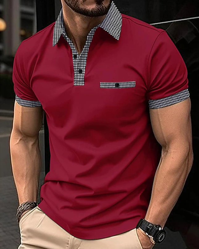 Men's Shirt - Checkered Collar Polo - Easton - product view 1