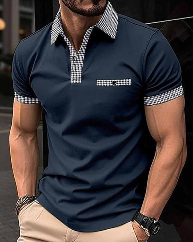 Men's Shirt - Checkered Collar Polo - Easton - product view 2