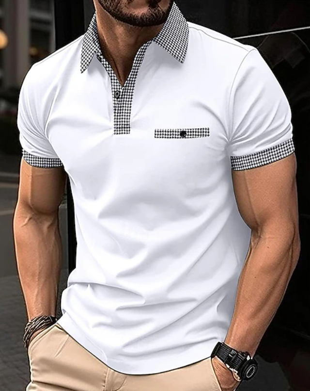 Men's Shirt - Checkered Collar Polo - Easton - product view 5