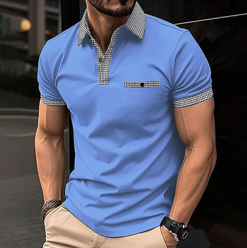Men's Shirt - Checkered Collar Polo - Easton - product view 6
