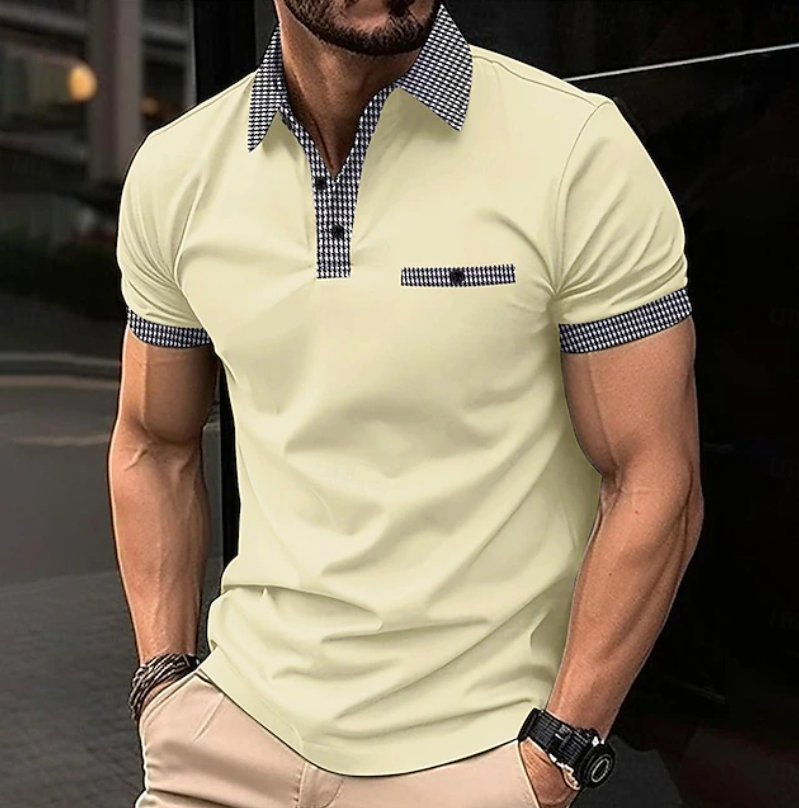 Men's Shirt - Checkered Collar Polo - Easton - product view 7