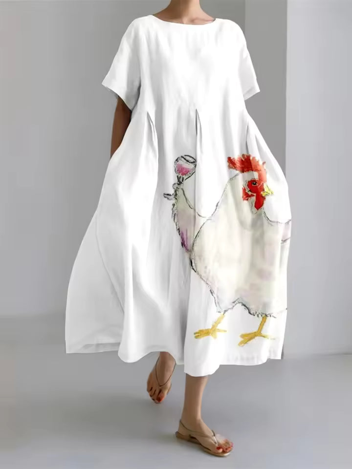Women's Dress - Loose Round Neck - Amanda - product view 6