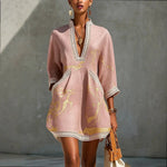 Women's Mini Dress - Artistic V-Neck - Elodie - product view 8