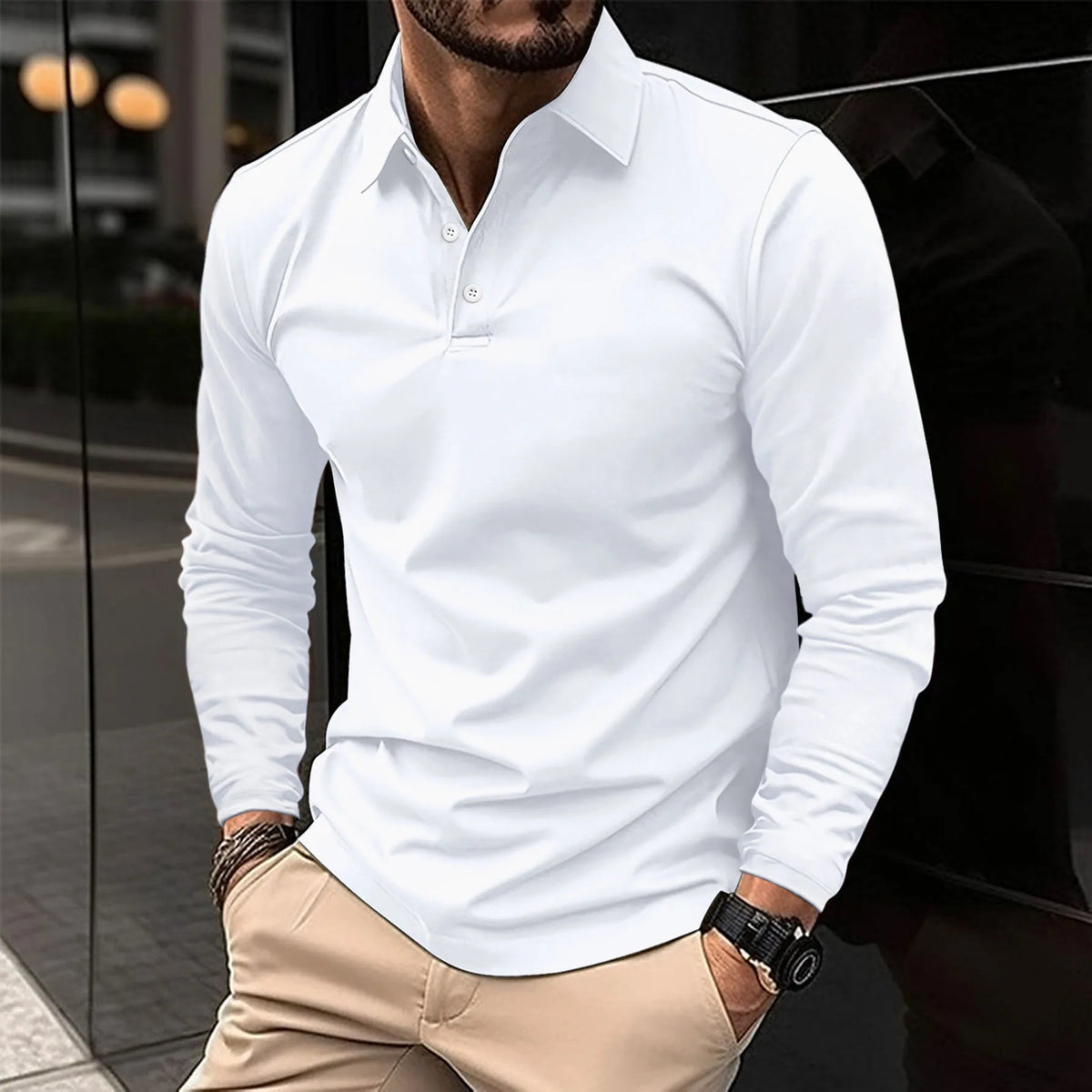 Men's Shirt - Smart Casual Long-Sleeved Polo - Luca - product view 1