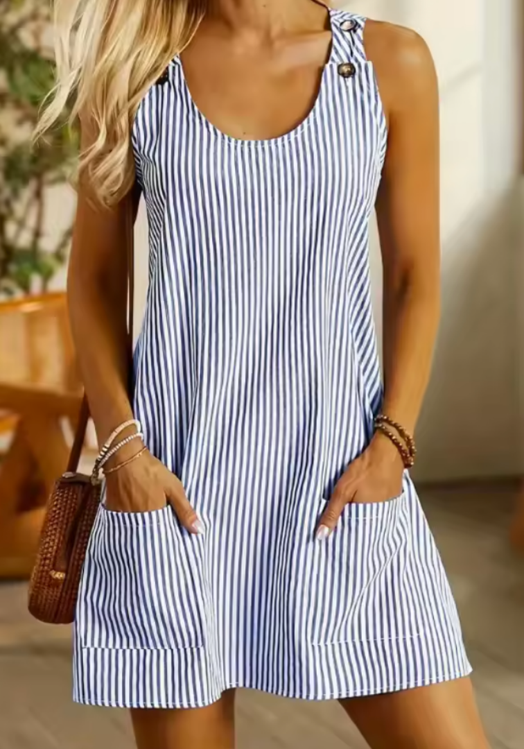 Women's Dress - Casual Striped Round Neck - Anna - product view 2