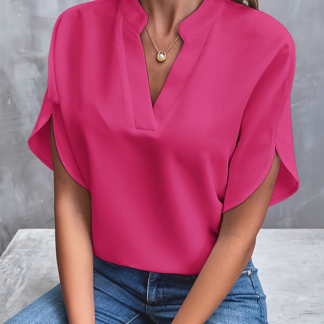 Women's Blouse - Draped V-Neck - Nicole - product view 16