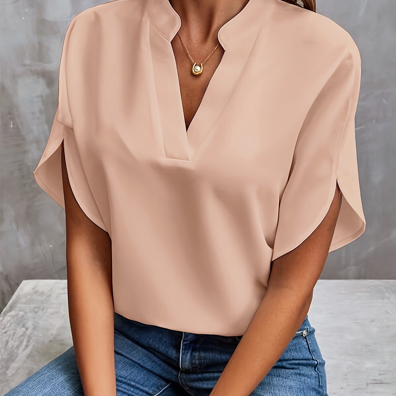 Women's Blouse - Draped V-Neck - Nicole - product view 11