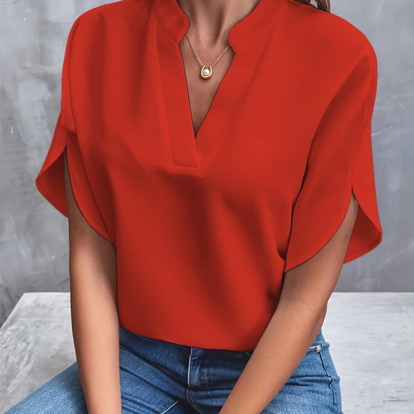 Women's Blouse - Draped V-Neck - Nicole - product view 12