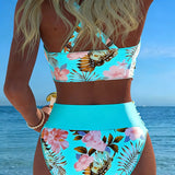 Women's Swimwear - Floral Contrast Cut-Out Bikini - Vivienne - product view 11