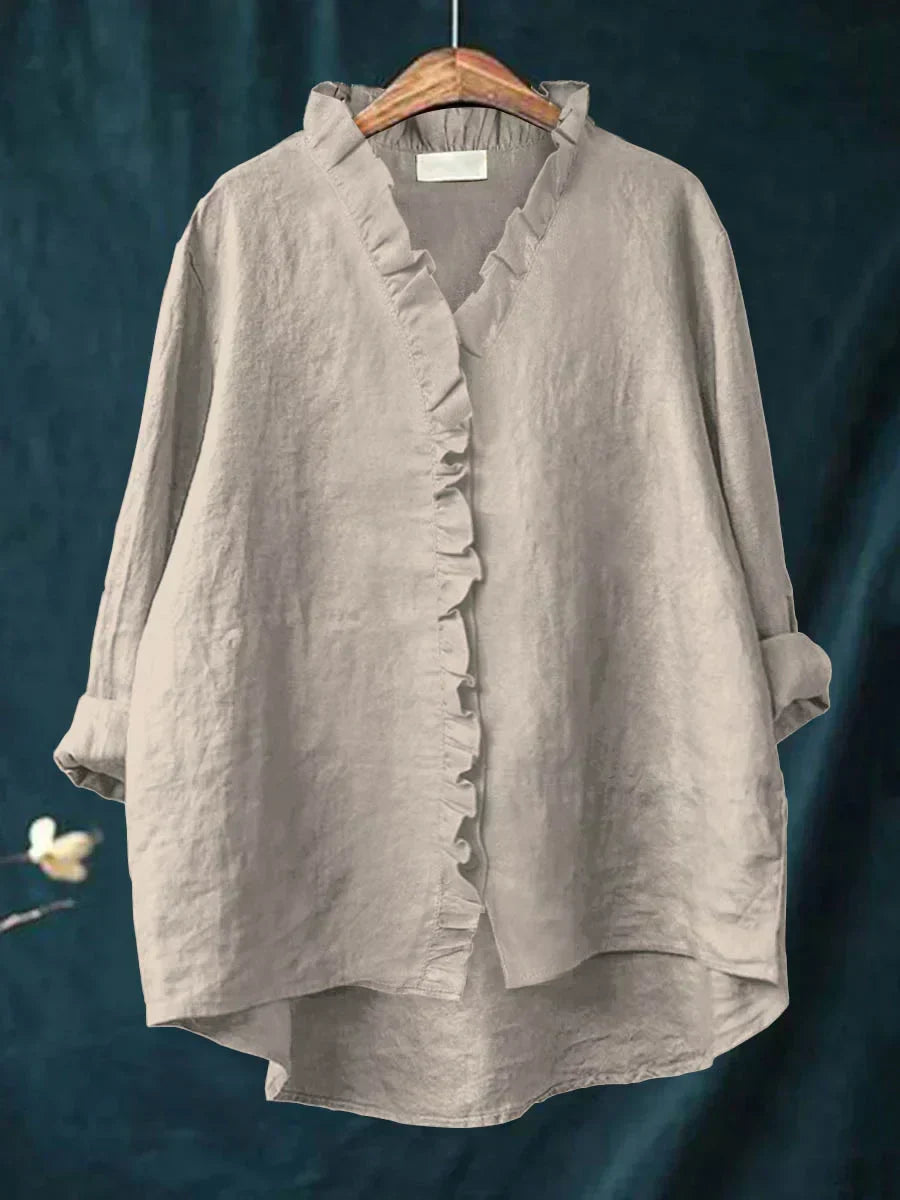 Women's Blouse - Casual Ruffle V-Neck - Eliza - product view 7