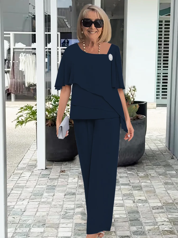 Women's Two-Piece Set - Wide Sleeve and Trouser Set - Caroline - product view 2