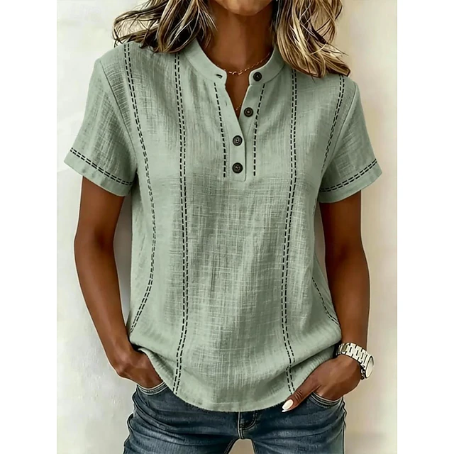 Women's Blouse - Vintage Striped Short-Sleeve - Corinna - product view 1