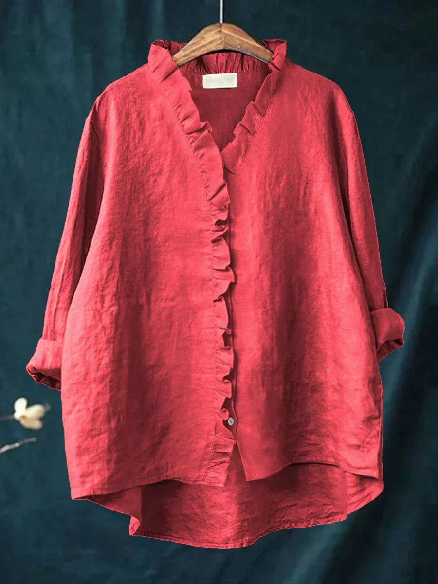 Women's Blouse - Casual Ruffle V-Neck - Eliza - product view 1