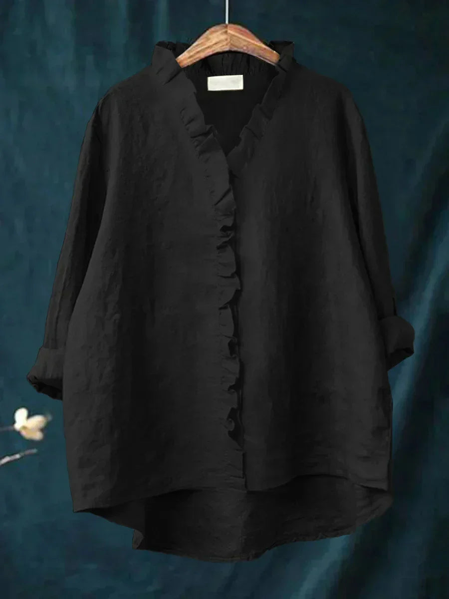 Women's Blouse - Casual Ruffle V-Neck - Eliza - product view 6