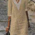 Women's Dress - V-Neck Mid Sleeve - Virelle - product view 4