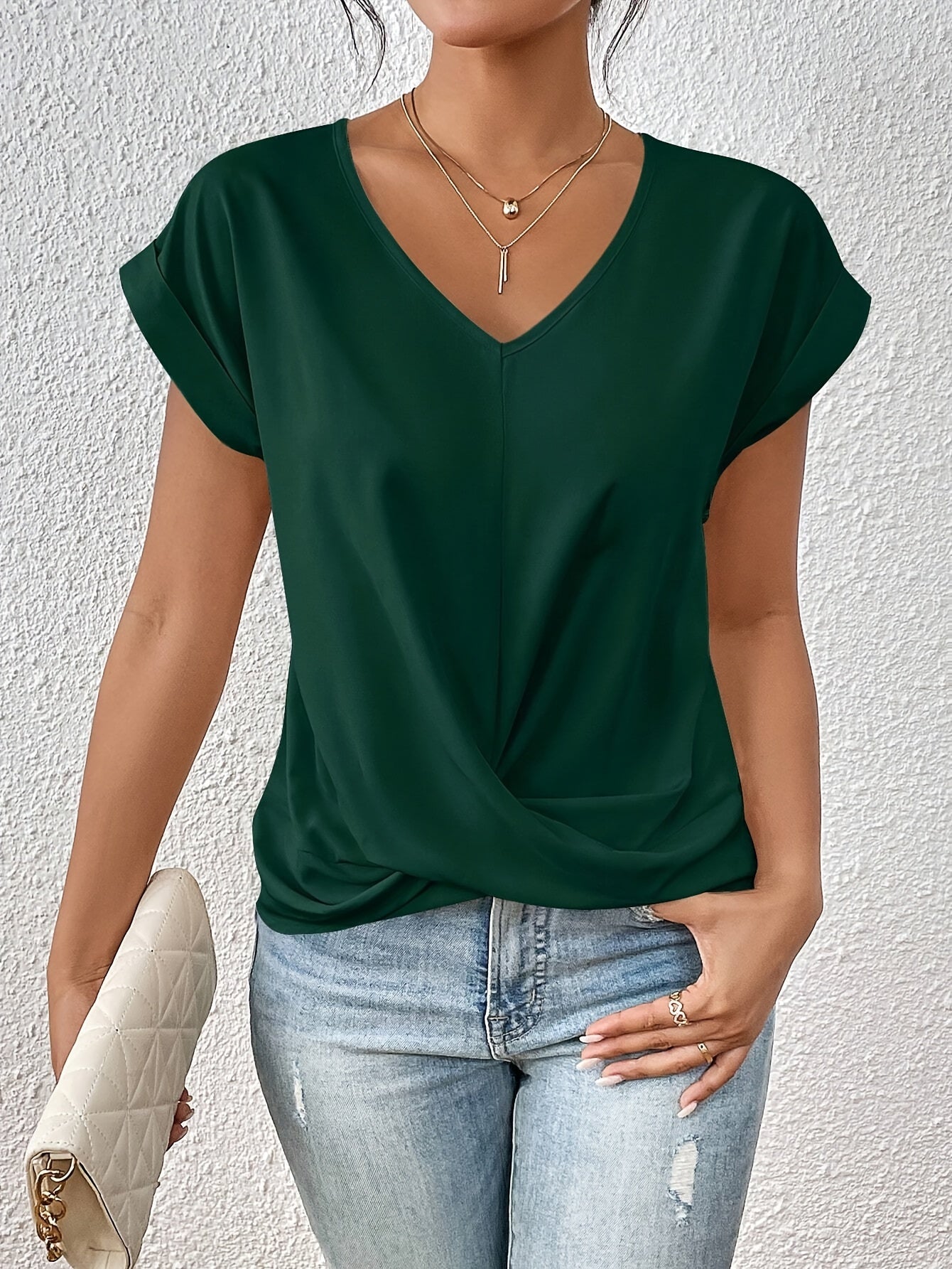 Women's Blouse - V-Neck Draped - Sophia - product view 5