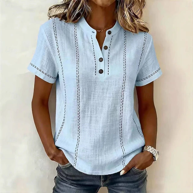 Women's Blouse - Vintage Striped Short-Sleeve - Corinna - product view 3