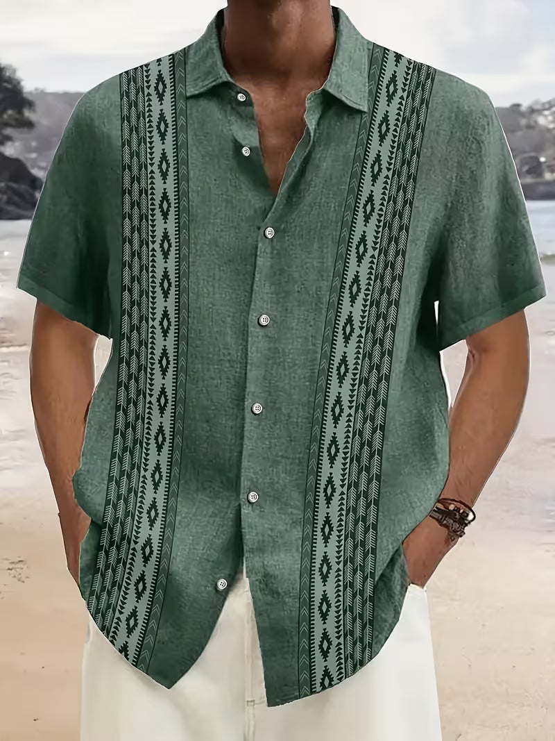 Men's Shirt - Vintage Geometric Pattern Button Shirts - Zandro - product view 2