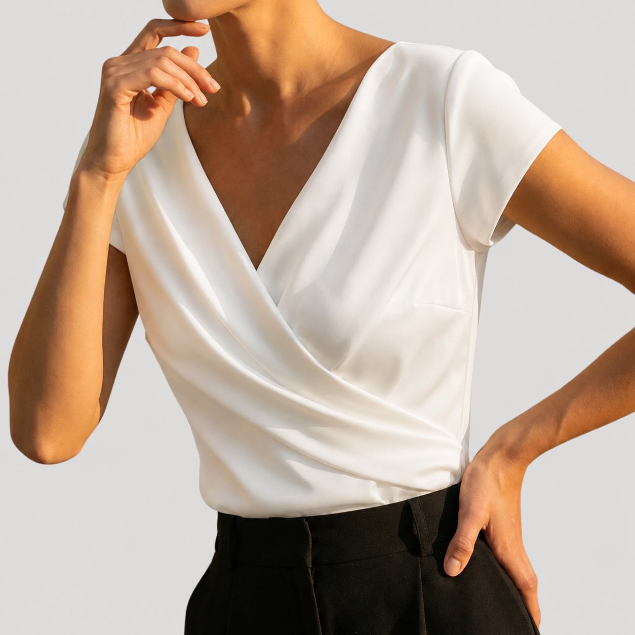 Women's Blouse - Draped Wrap-Front - Gemma - product view 3