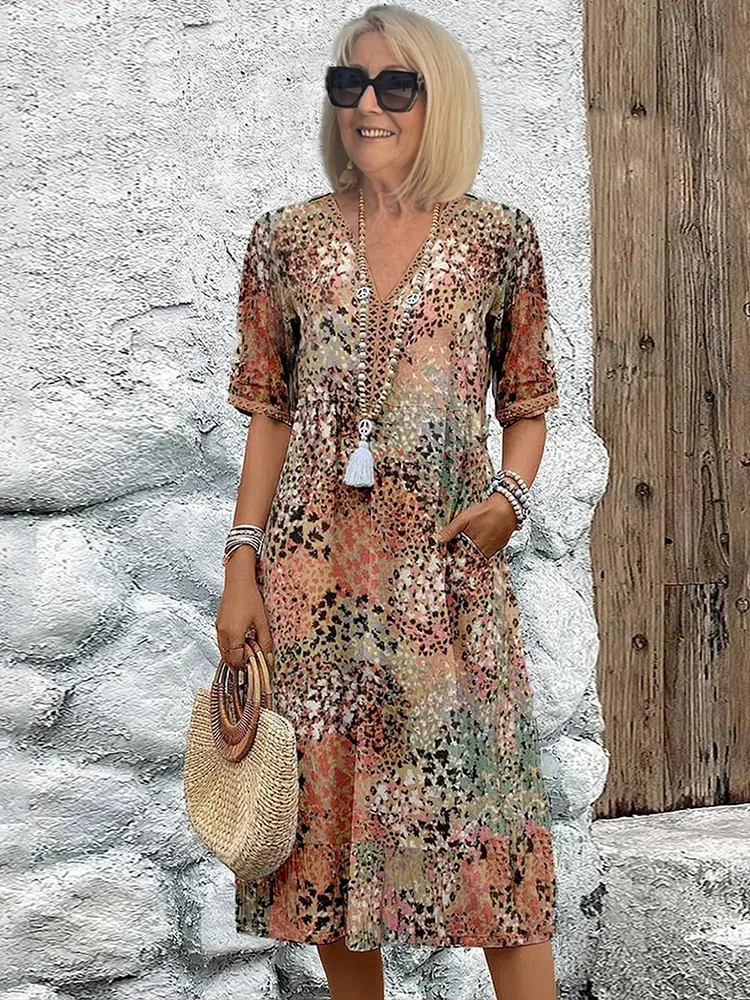 Women's Midi Dress - Vibrant Pattern - Natalie - product view 6