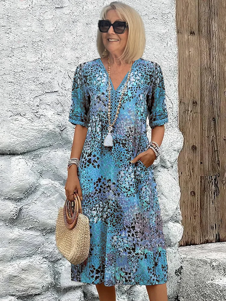 Women's Midi Dress - Vibrant Pattern - Natalie - product view 3
