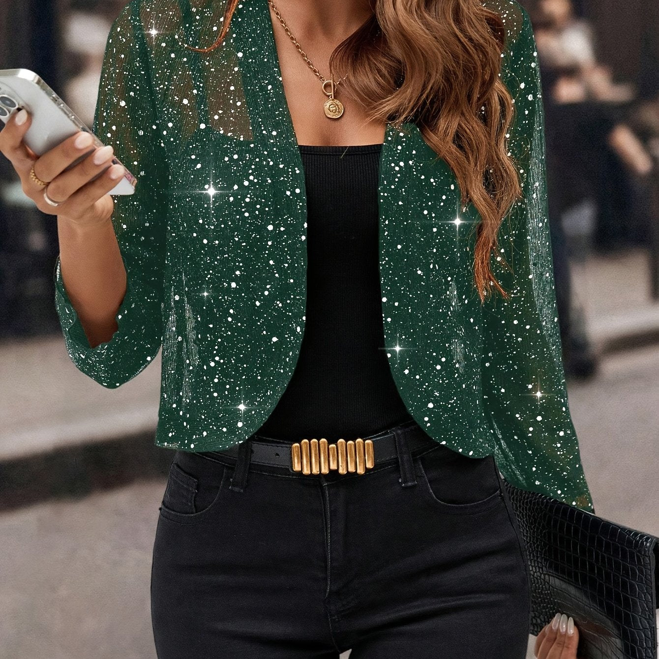 Women's Jacket - Shimmer Cropped - Elaine - product view 17