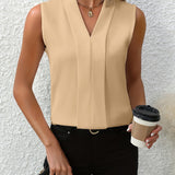 Women's Blouse - Sleeveless Pleated V-Neck - Sloane - product view 5