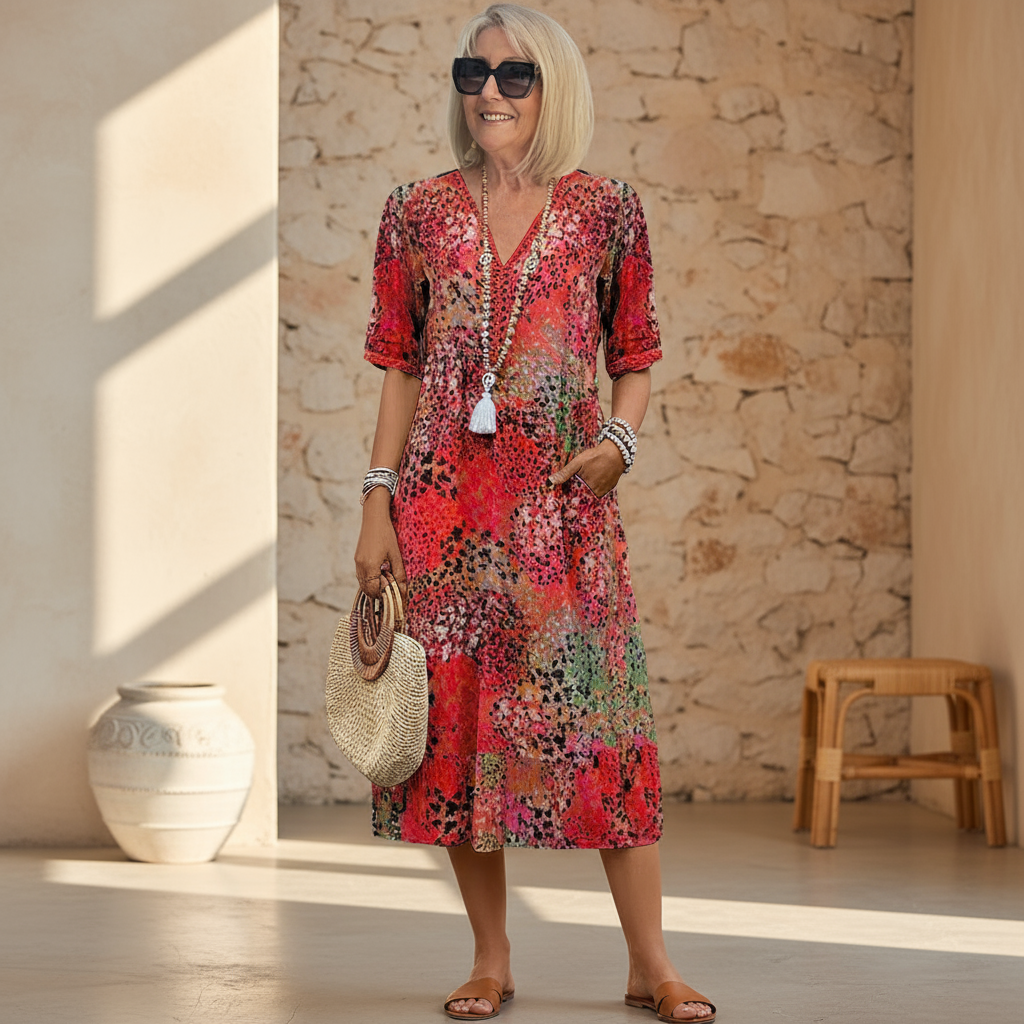 Women's Midi Dress - Vibrant Pattern - Natalie - product view 1