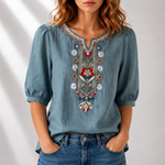 Women's Blouse - Floral Embroidered - Lucia - product view 7