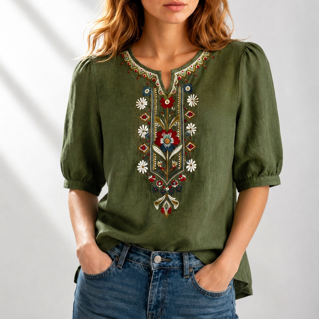 Women's Blouse - Floral Embroidered - Lucia - product view 10