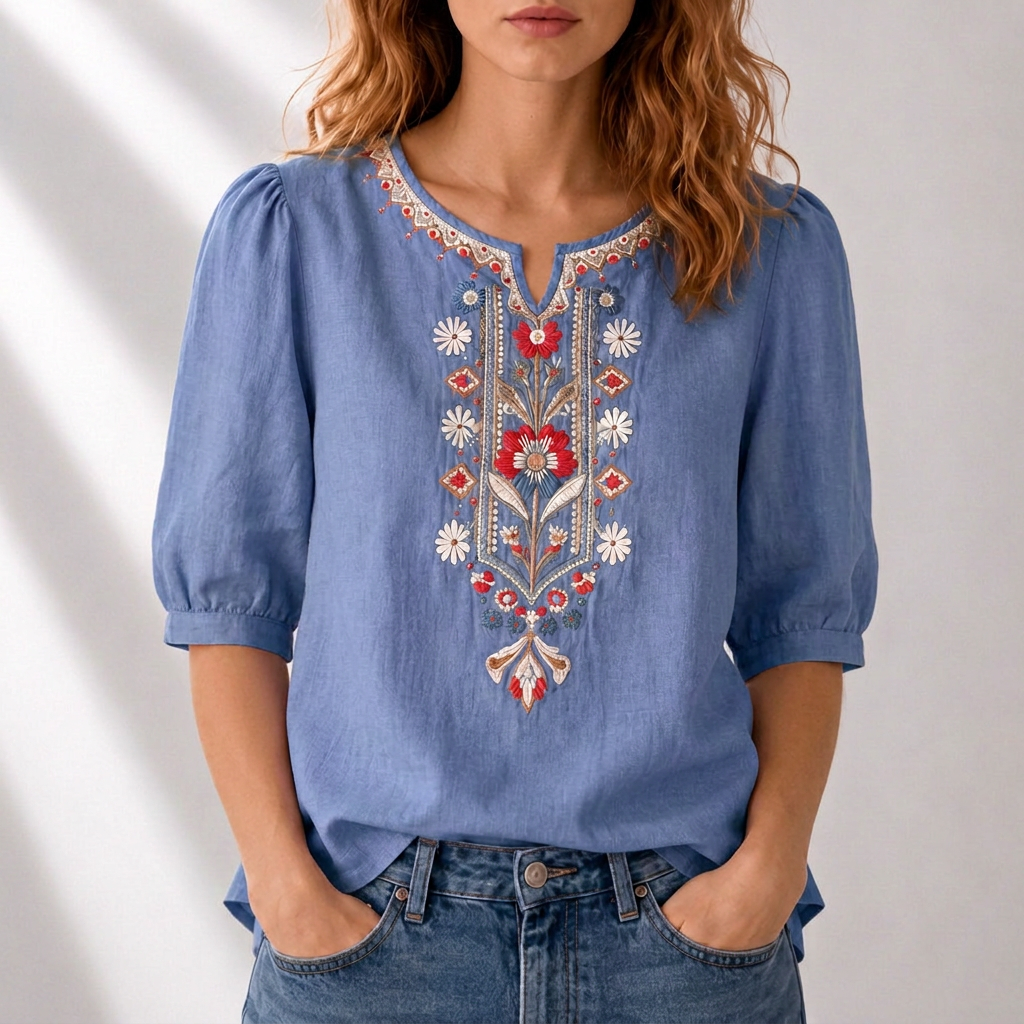 Women's Blouse - Floral Embroidered - Lucia - product view 11