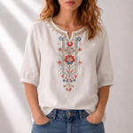 Women's Blouse - Floral Embroidered - Lucia - product view 4
