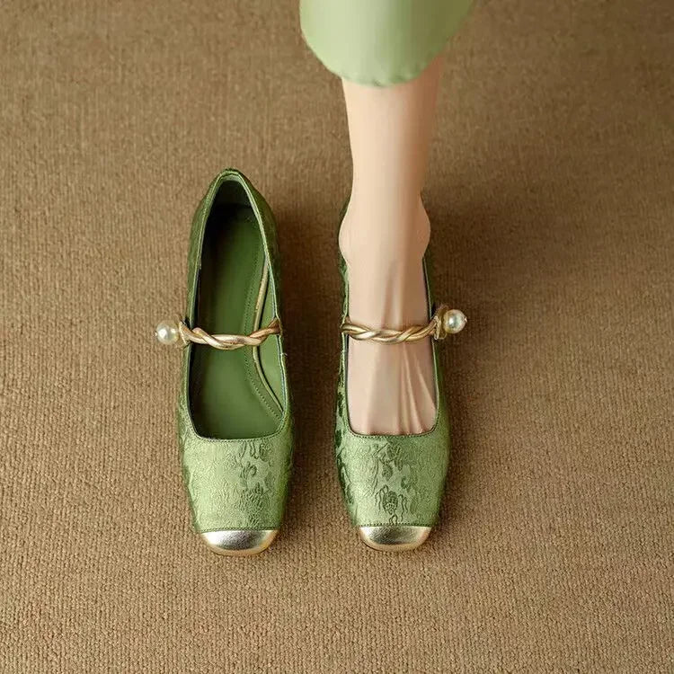 Women's Shoes - Vintage Braided Pearl Strap - Camille - product view 3