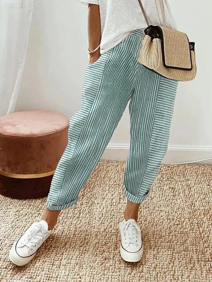 Women's Trousers - Relaxed Striped Summer - Delilah - product view 4