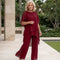 Women's Two-Piece Set - Draped Palazzo Trousers Set - Valeria - product view 13