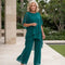 Women's Two-Piece Set - Draped Palazzo Trousers Set - Valeria - product view 11