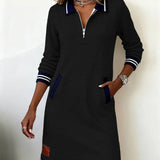 Women's Dress - Chic Long Sleeve Collar - Adeline - product view 7