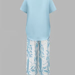 Women's Two-Piece Set - Casual Leaf Print Two Piece Set - Summer - product view 8