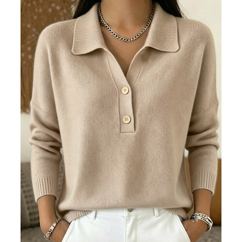 Women's Clothing - Collared Button Pullover - Eliza - product view 3