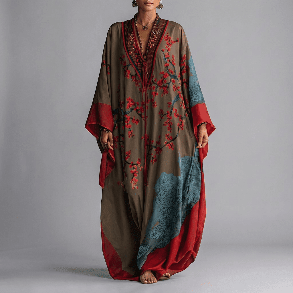 Women's Maxi Dress - Blossom Batwing Sleeve - Valerie - product view 5