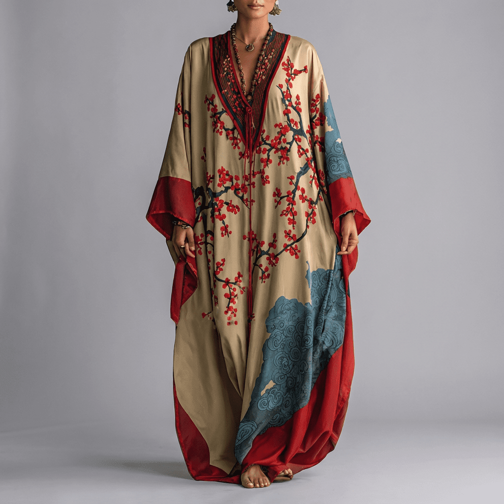 Women's Maxi Dress - Blossom Batwing Sleeve - Valerie - product view 1