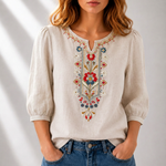 Women's Blouse - Floral Embroidered - Lucia - product view 2