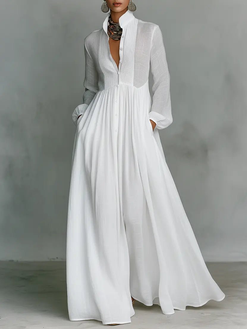 Women's Maxi Dress - Flowing Button-Front - Claire - product view 1