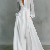 Women's Maxi Dress - Flowing Button-Front - Claire - product view 1
