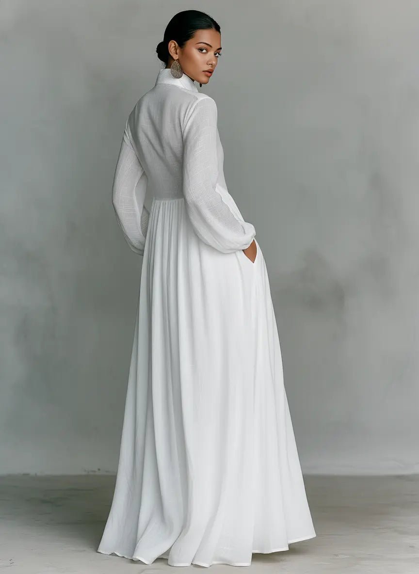 Women's Maxi Dress - Flowing Button-Front - Claire - product view 2