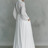 Women's Maxi Dress - Flowing Button-Front - Claire - product view 2